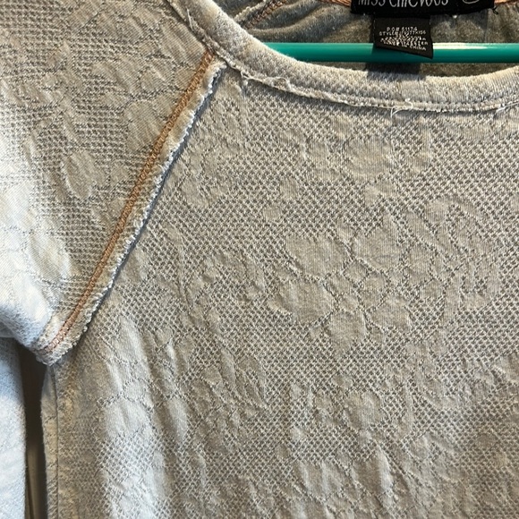Miss Chievous Lace Textured Top in Light Gray - Picture 2 of 7